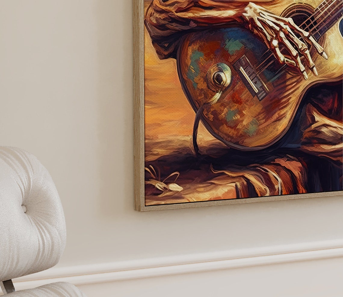 Day Of The Dead Skeleton Cowboy Playing Guitar In The Desert Poster - Image 5