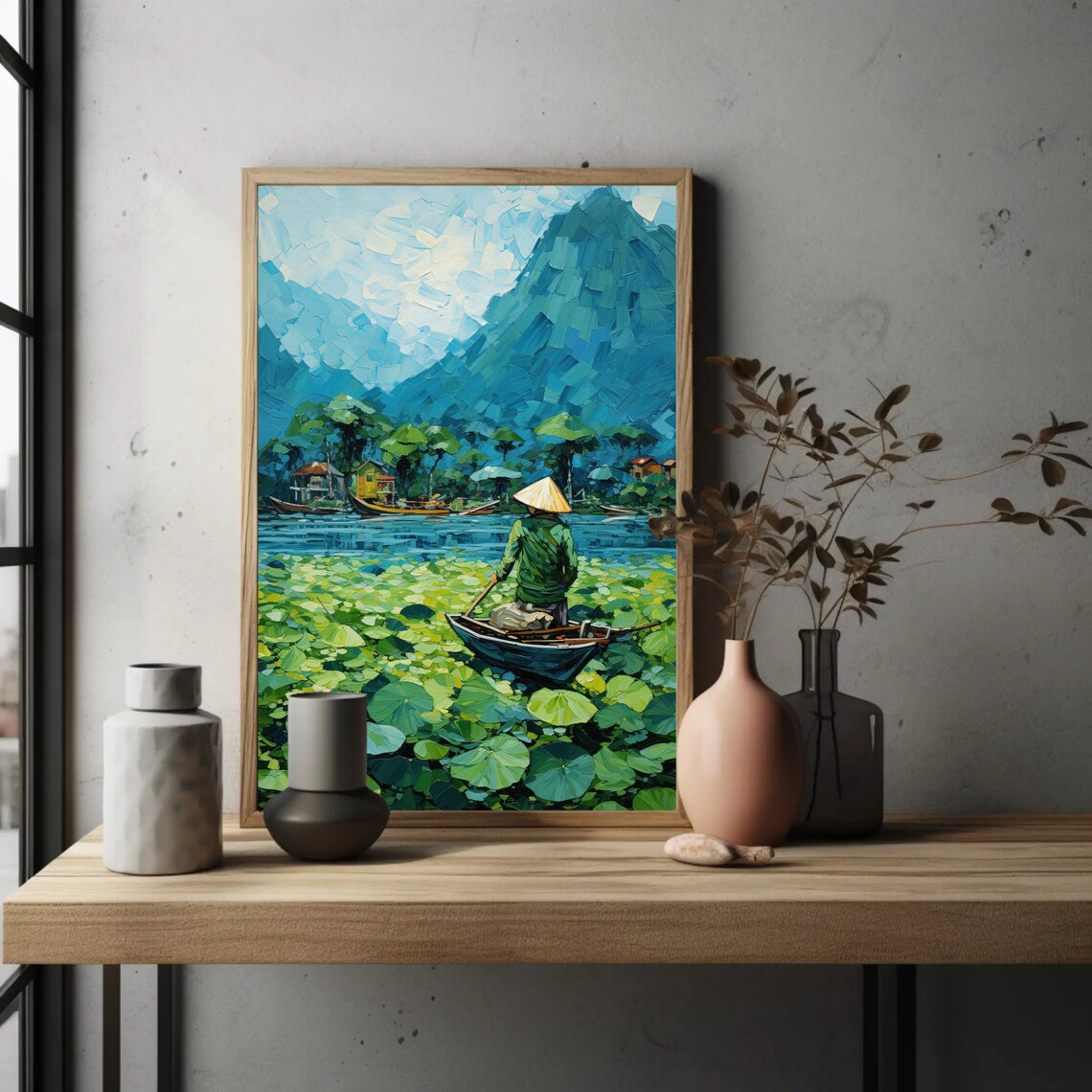 Vietnam River Mountain Landscape Travel Poster - Image 4