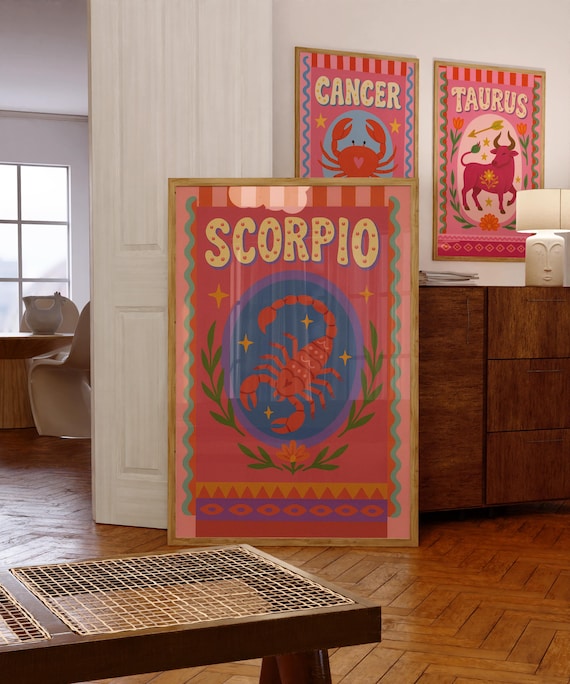 Scorpio Horoscope Print Zodiac Astrology Art Celestial Bedroom Decor