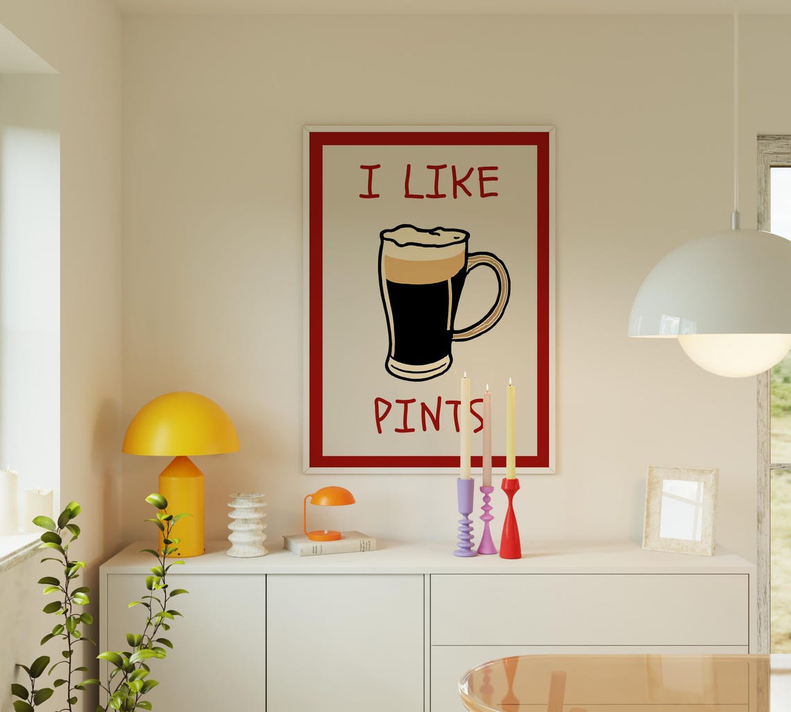 I Like Pints Irish Stout Beer Funny Retro Bar Pub Quote Poster - Image 4