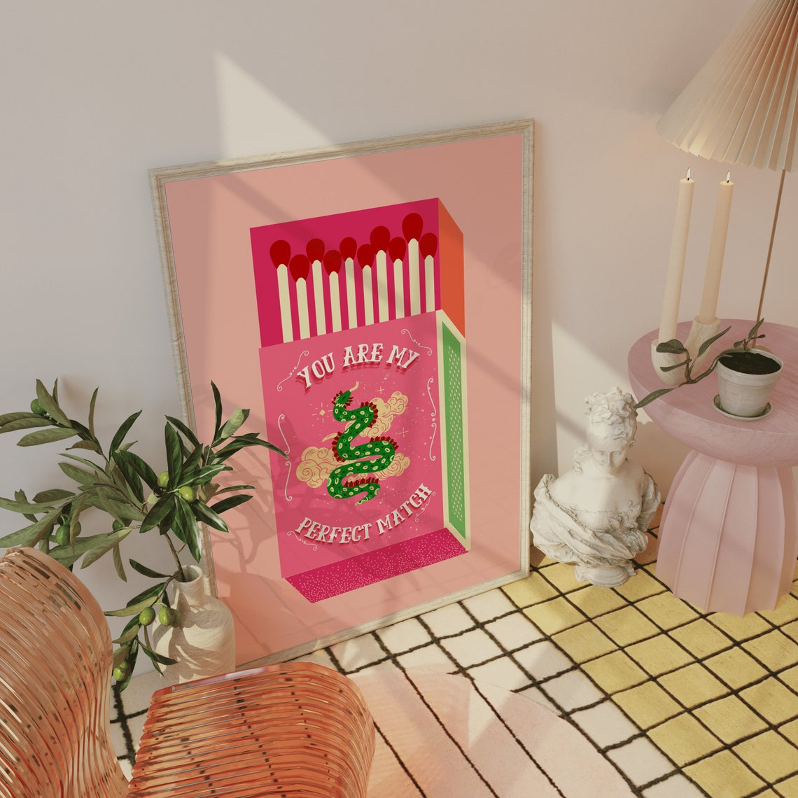 Pink Matchbox You Are My Perfect Match Dragon Romance Poster - Image 3