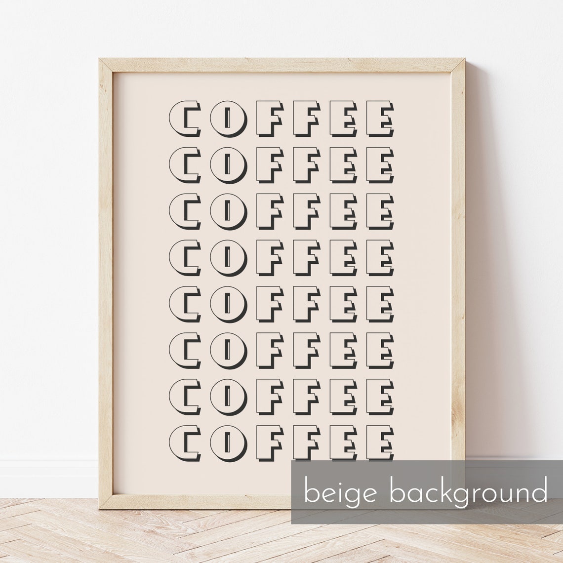 Coffee Repeated Rows Retro Typography Coffee Lover Art Print - Image 2