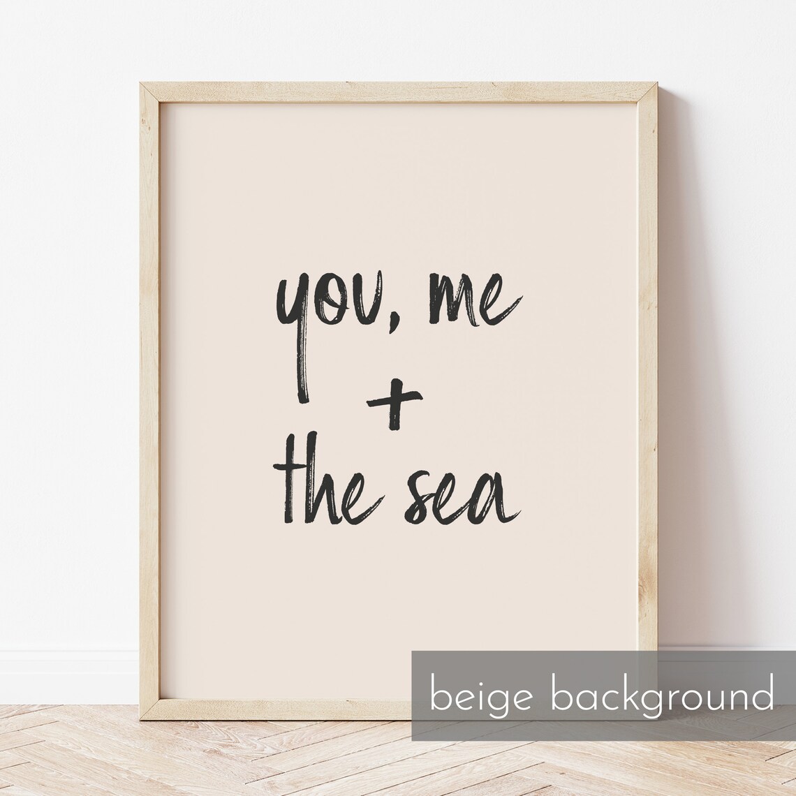 You Me and the Sea Handwritten Beach Quote Typography Poster - Image 2
