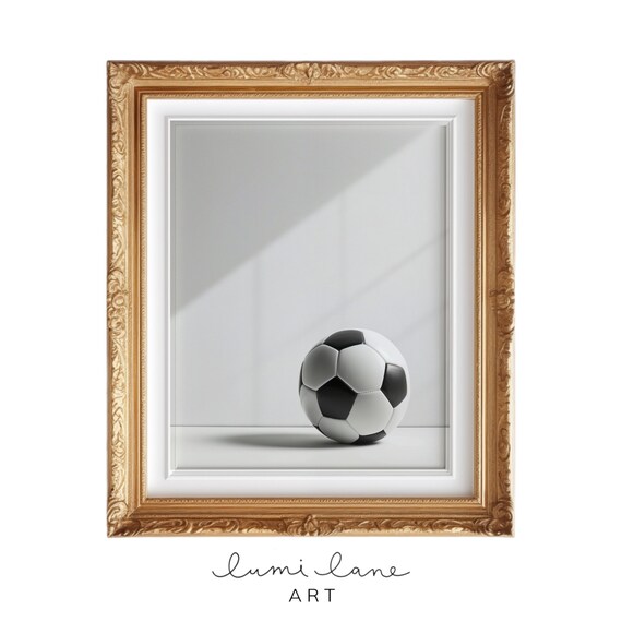 Minimalist Soccer Ball Studio Photo Black And White Sports Poster