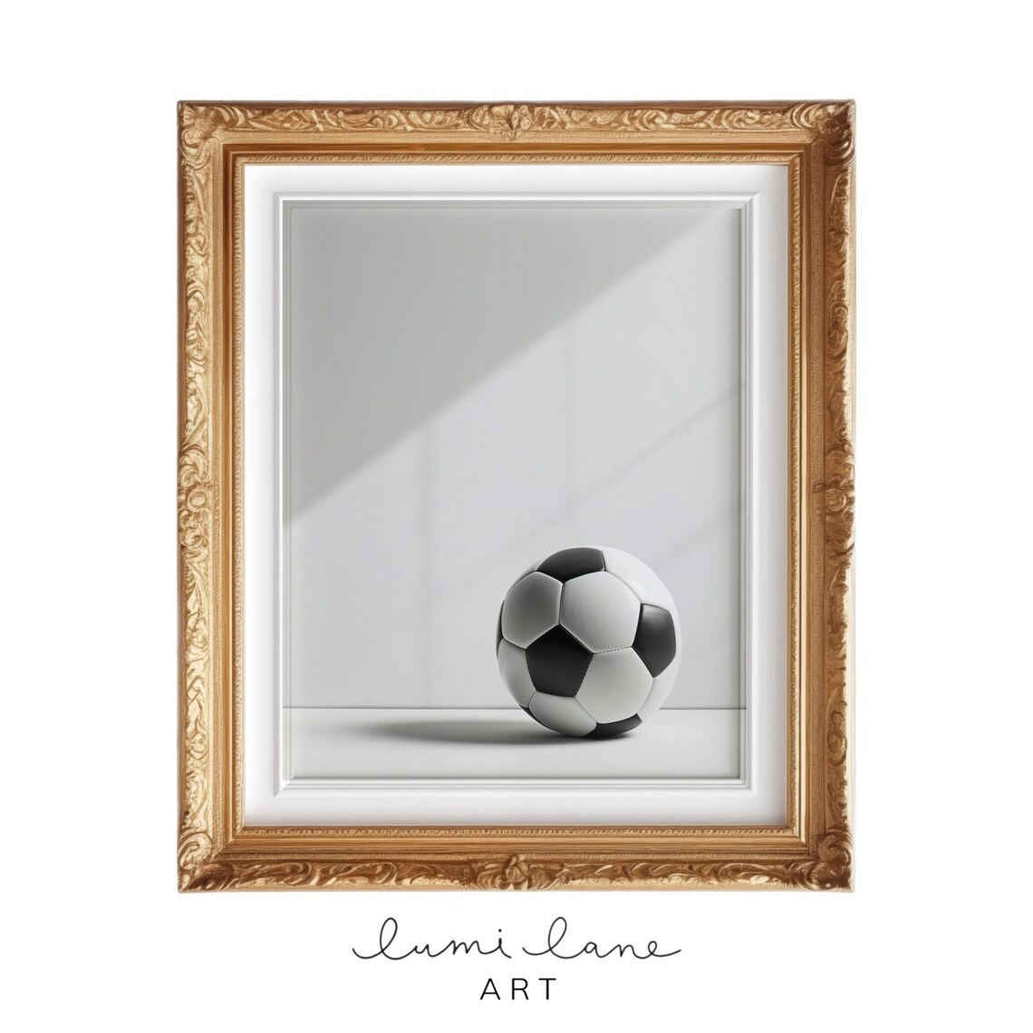 Minimalist Soccer Ball Studio Photo Black And White Sports Poster