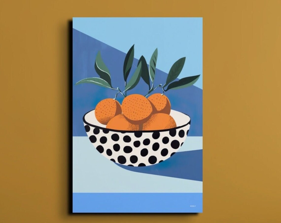 Minimalist Oranges, Mid-Century Modern Kitchen Art