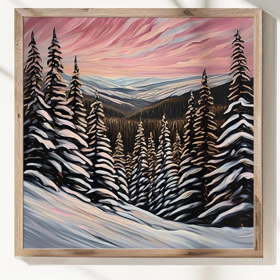 Snowy Mountain Canvas Print Or Poster Winter Landscape Wall Art 58