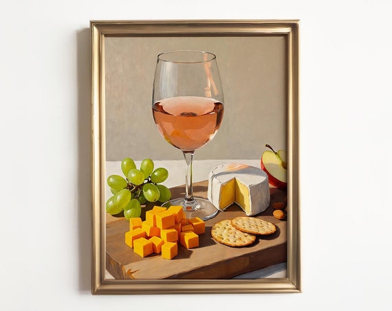 Ros Girl Dinner Art Print, Quirky Wine Decor