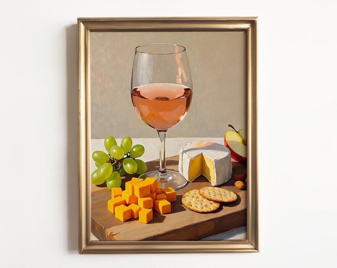Ros Girl Dinner Art Print, Quirky Wine Decor