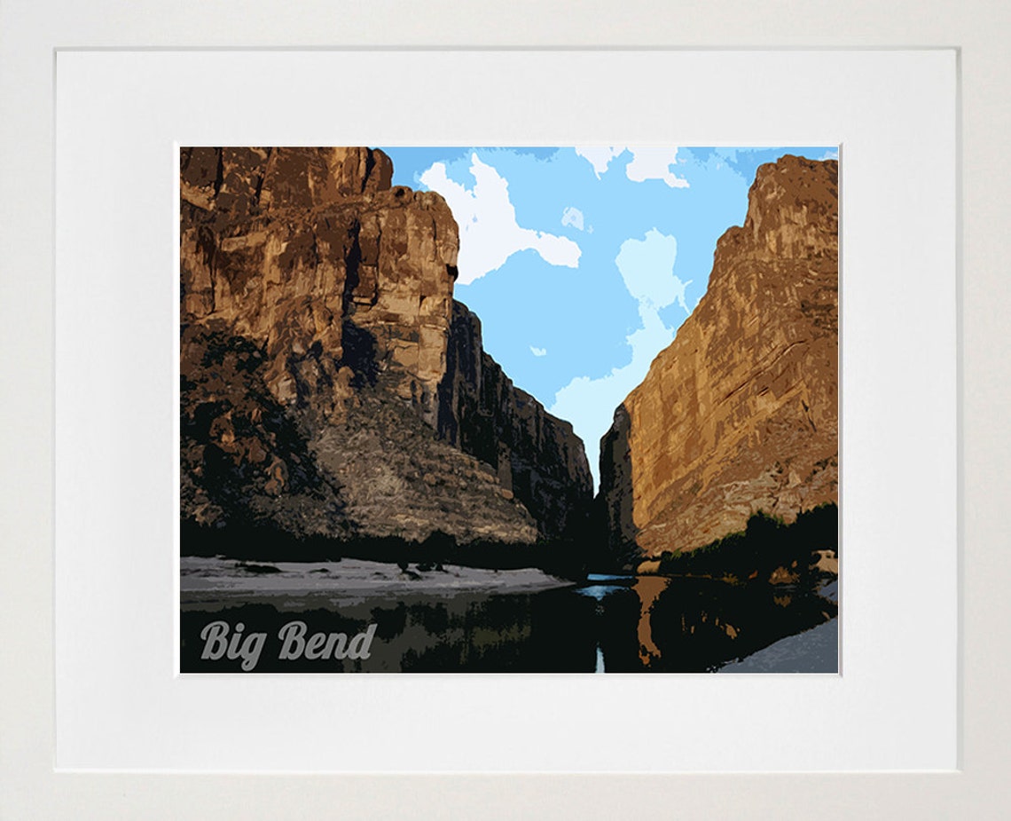 Big Bend Texas Vintage Desert Canyon River Landscape Art Poster