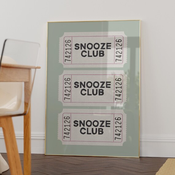 Snooze Club Vintage Ticket Stub Trio Sage Green Bedroom Poster