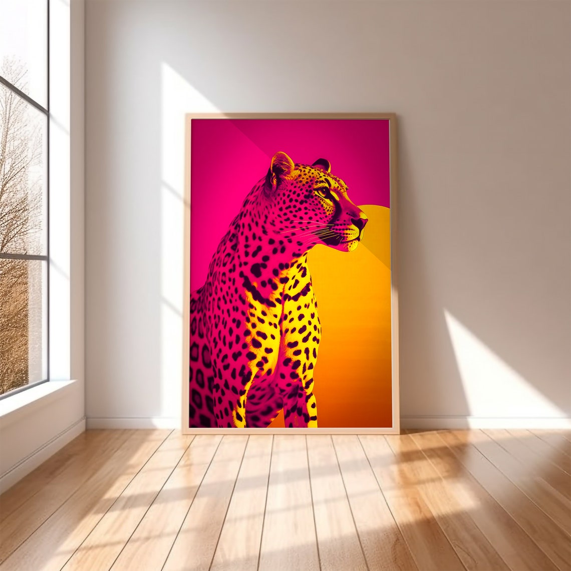 Hot Pink Leopard in Bold Pop Art Style Maximalist Animal Poster - Image 2