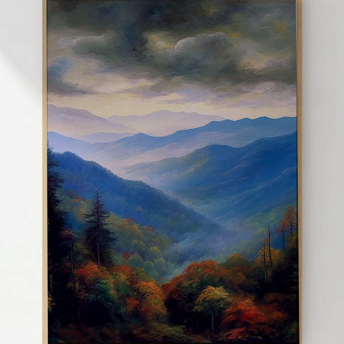 Smoky Mountains Misty Blue Ridges Vintage Landscape Art Print