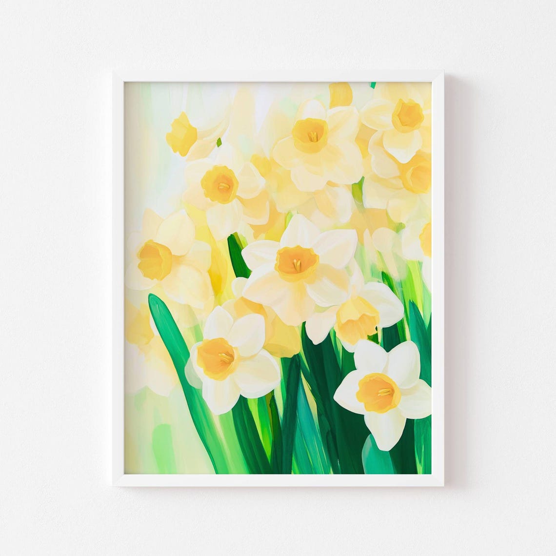 White Daffodils With Golden Yellow Centers Spring Floral Poster