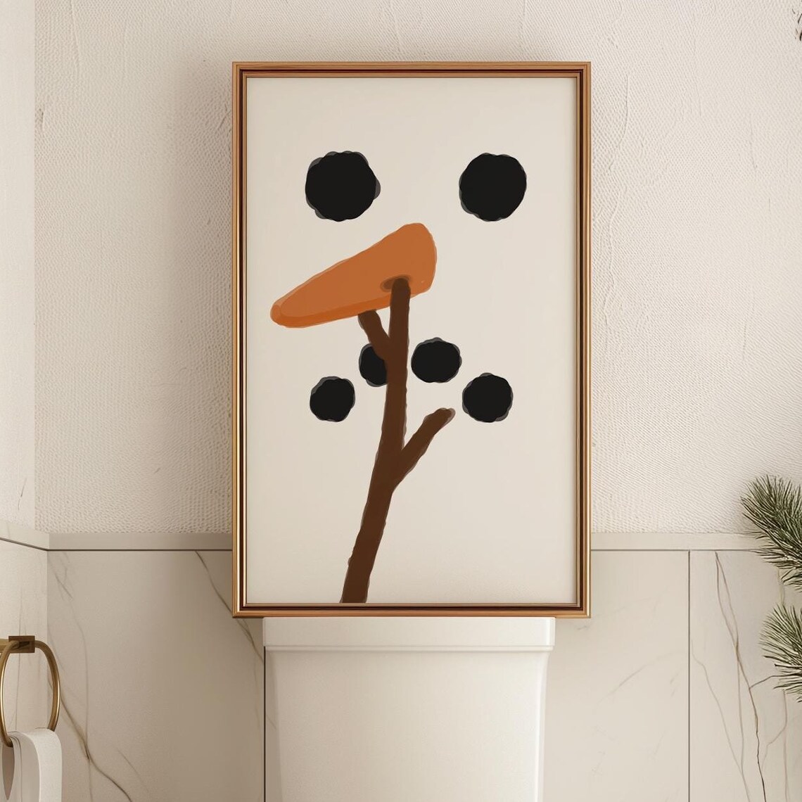 Snowman Bathroom Funny Festive Decor Art Print