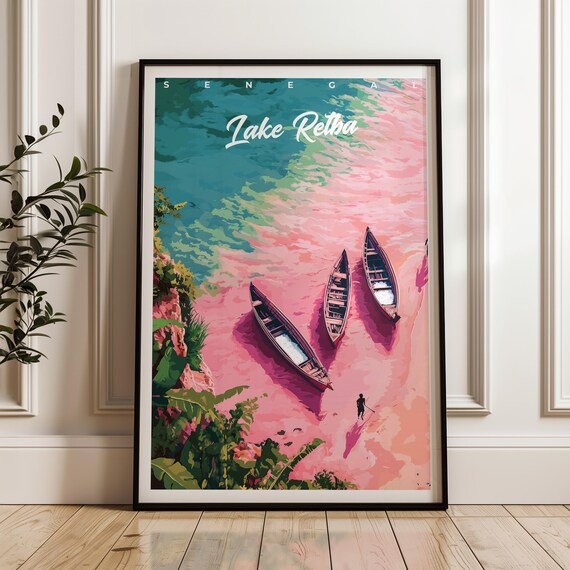 Lake Retba Travel Poster, Senegal Wall Art