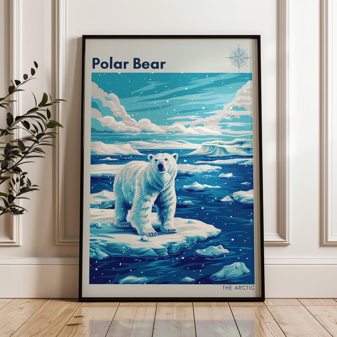 Polar Bear Arctic Ice Floe Blue Wildlife Winter Nature Poster