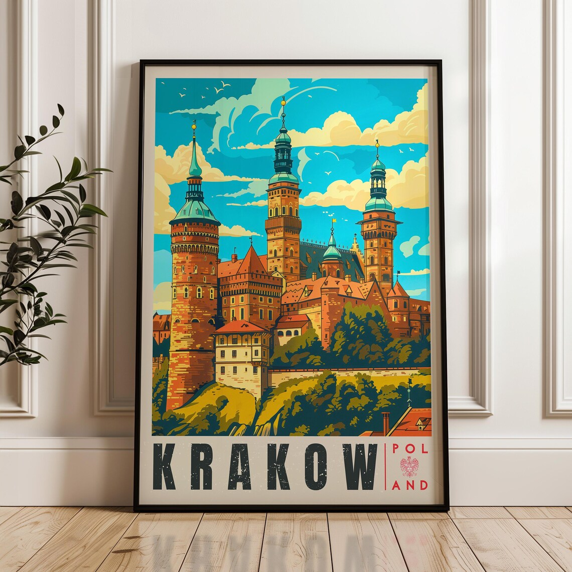 Krakow Travel Poster, Poland Europe Wall Art Print