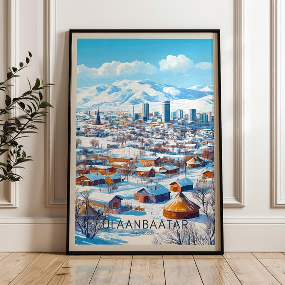 Ulaanbaatar Travel Poster, Tuul River Illustration