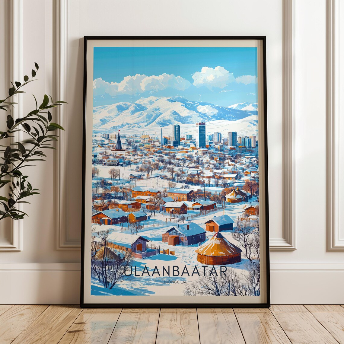 Ulaanbaatar Travel Poster, Tuul River Illustration