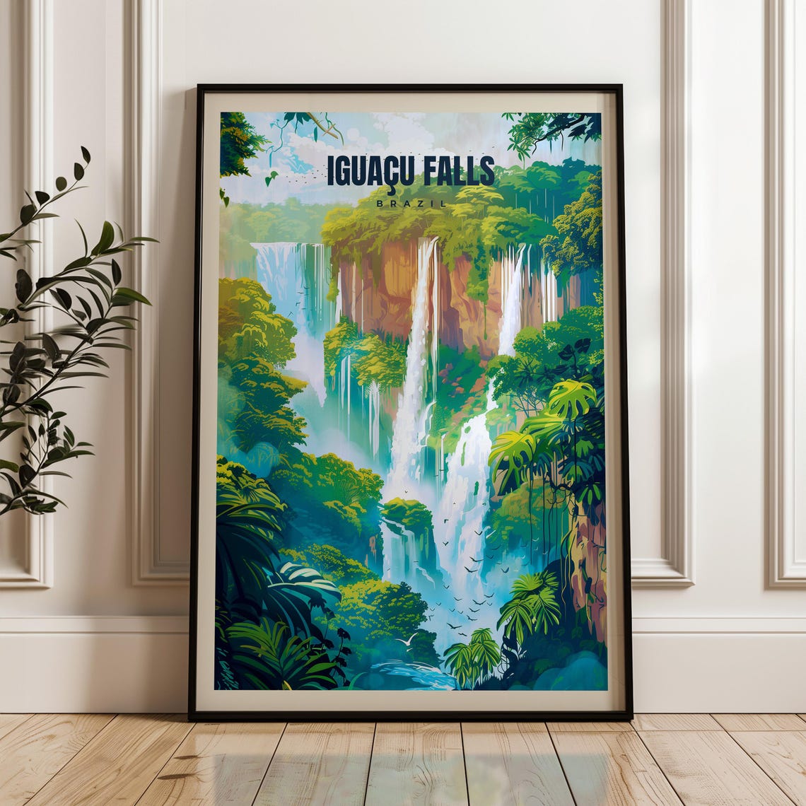 Iguacu Falls Brazil Tropical Rainforest Waterfall Landscape Poster