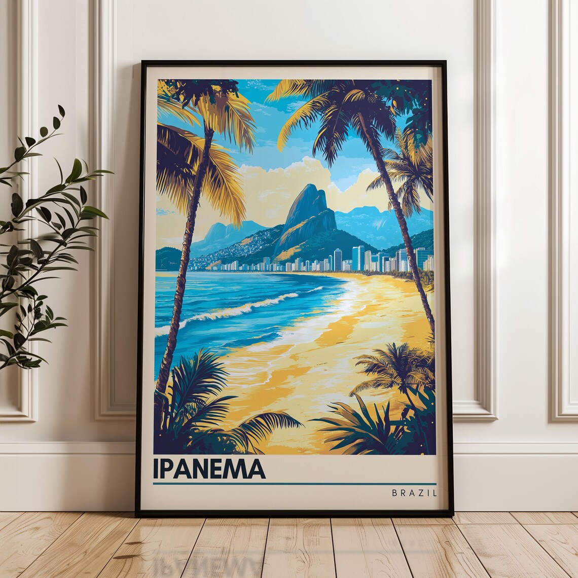 Ipanema Beach Brazil Palm Trees Ocean Coast Brazilian Shore Poster