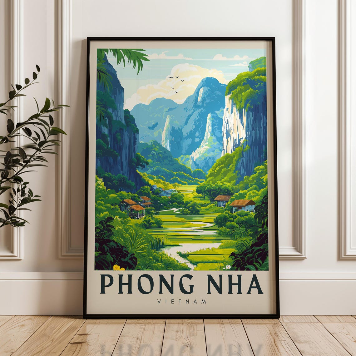 Phong Nha Vietnam Lush Karst Valley Rice Fields Travel Poster
