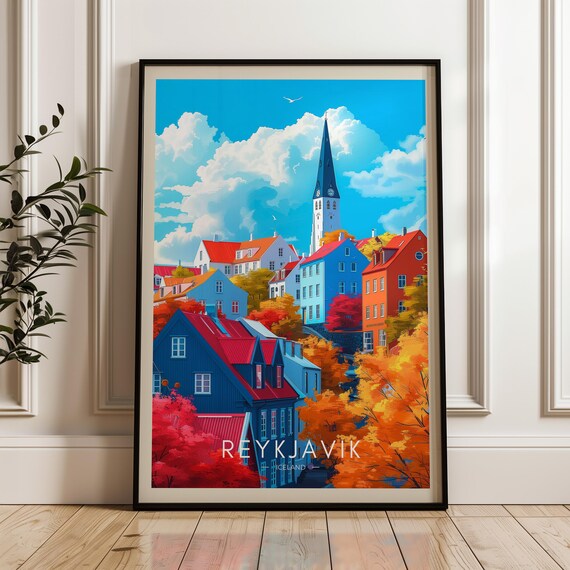 Reykjavik Travel Poster, Iceland Art Print