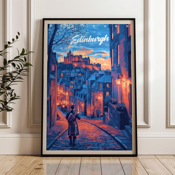 Edinburgh Travel Poster, Scotland Wall Art Print