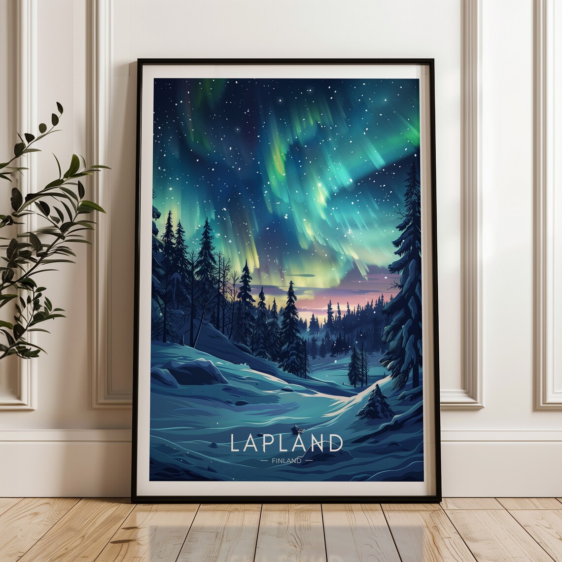 Lapland Travel Poster, Finland Landscape Art Print