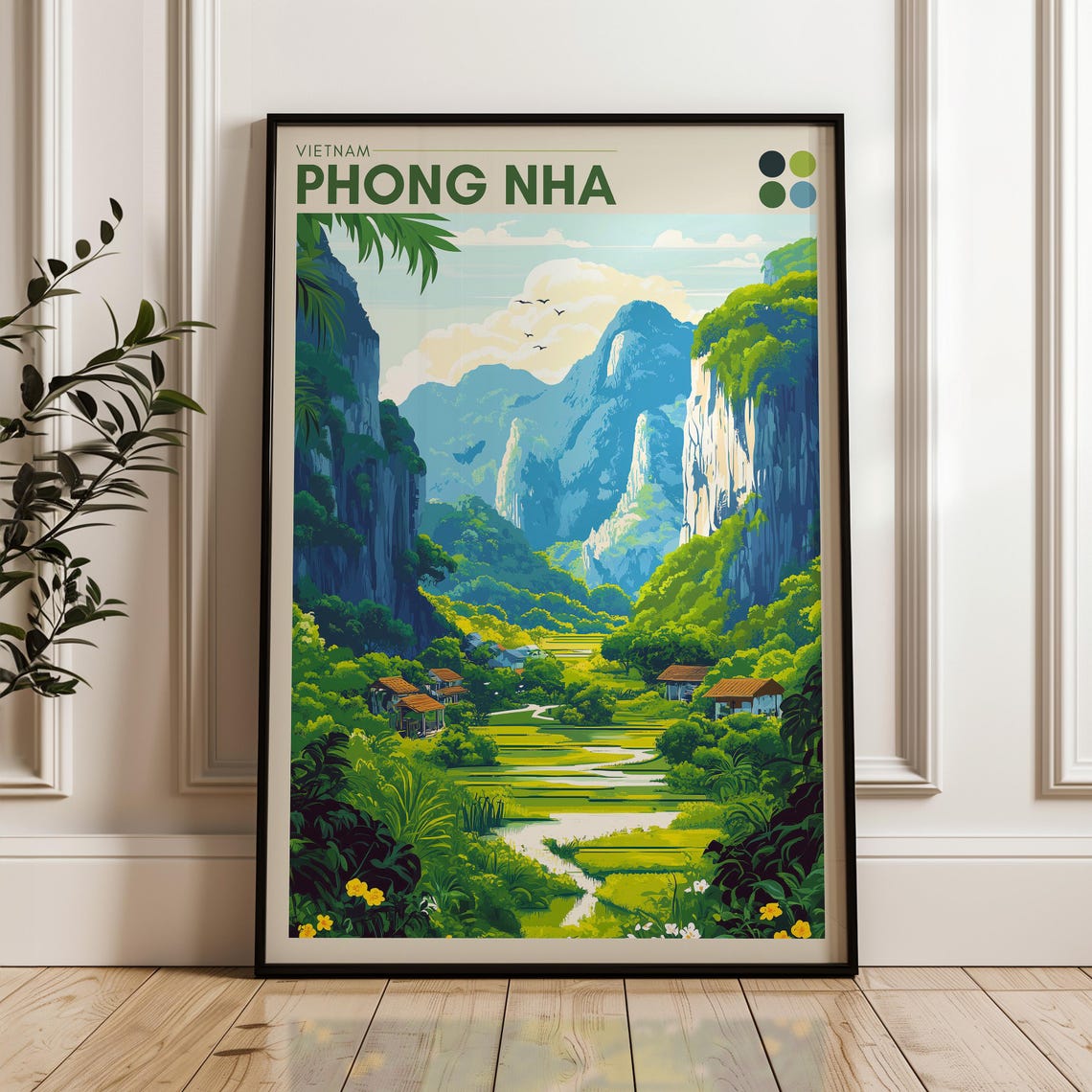 Phong Nha Vietnam Karst Cliffs Green Valley Illustration Poster