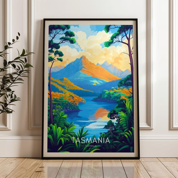 Tasmania Travel Poster Australia Landscape Art Print