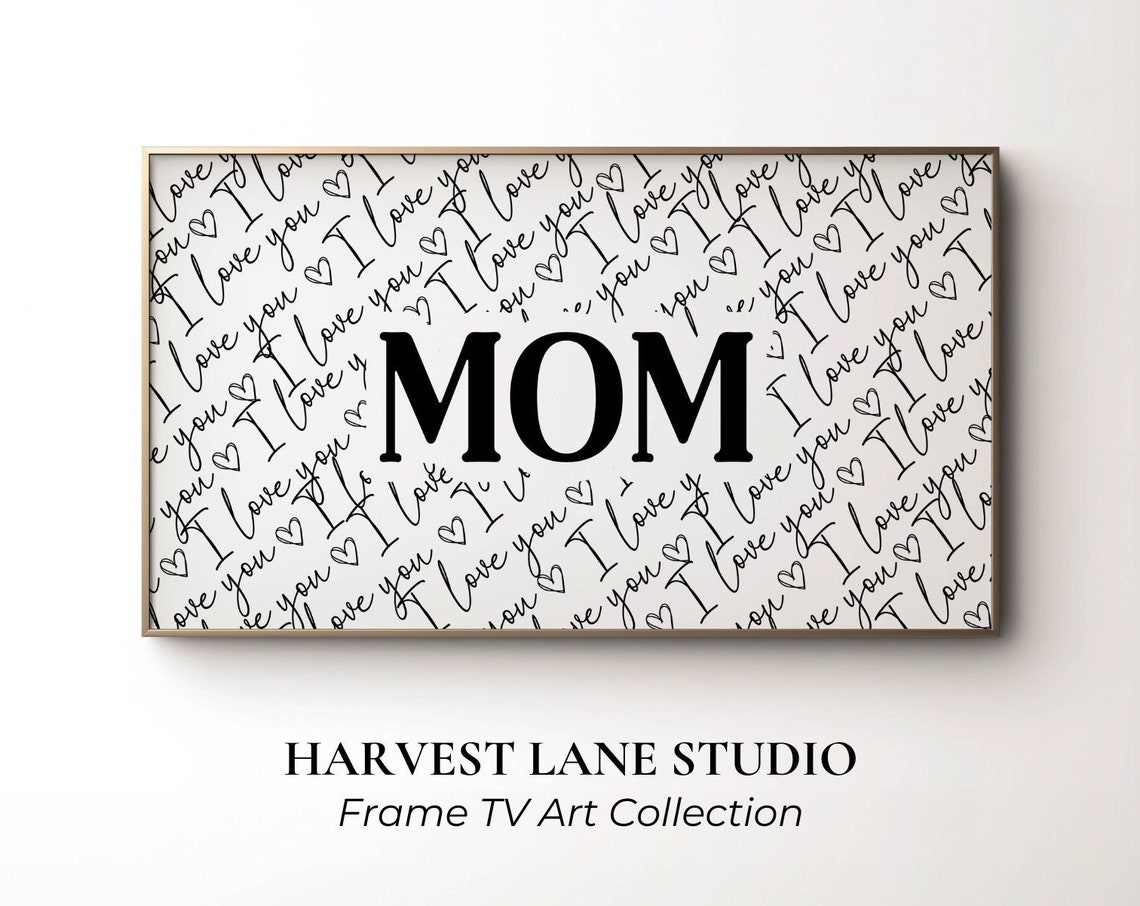 Mom I Love You Script Pattern Mother Day Gift Black White Poster