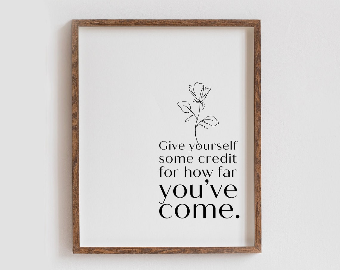 Give Yourself Some Credit Affirmation Floral Line Art Poster - Image 3