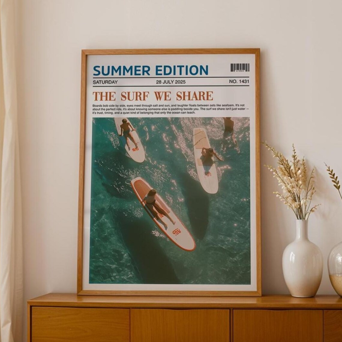 Trendy Surf Poster Vintage Beach Newspaper Print Pdf Jpg