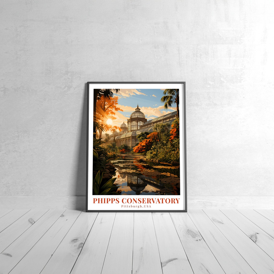 Phipps Conservatory Pittsburgh Glasshouse Vintage Travel Poster