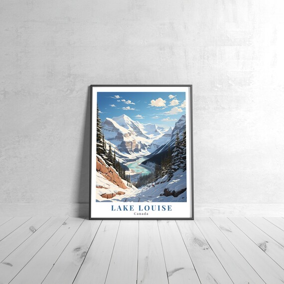 Lake Louise Canada Turquoise Lake Snowy Peaks Vintage Travel Print