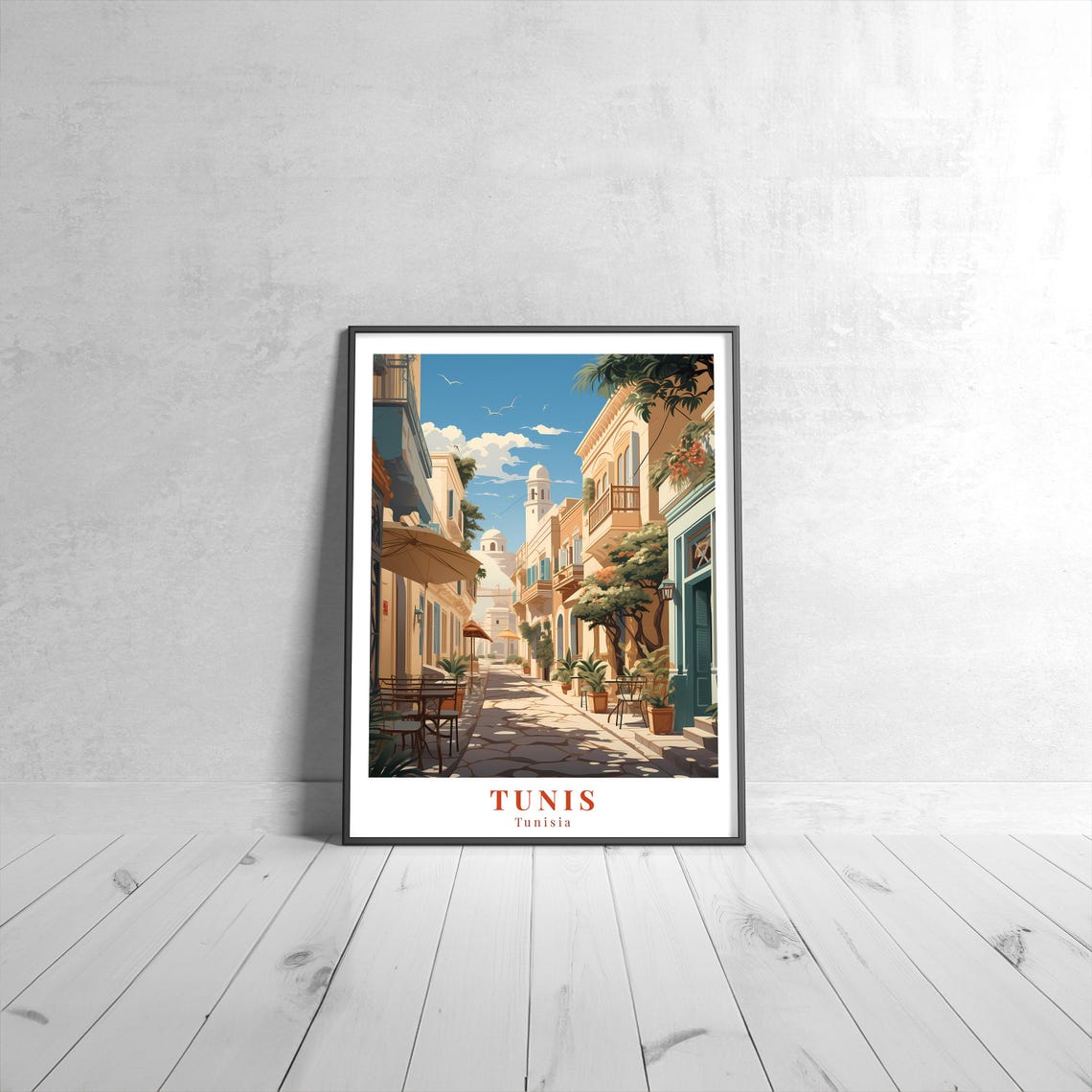 Tunis Tunisia Medina Street Cafes Vintage Travel Poster Retro Art Gift