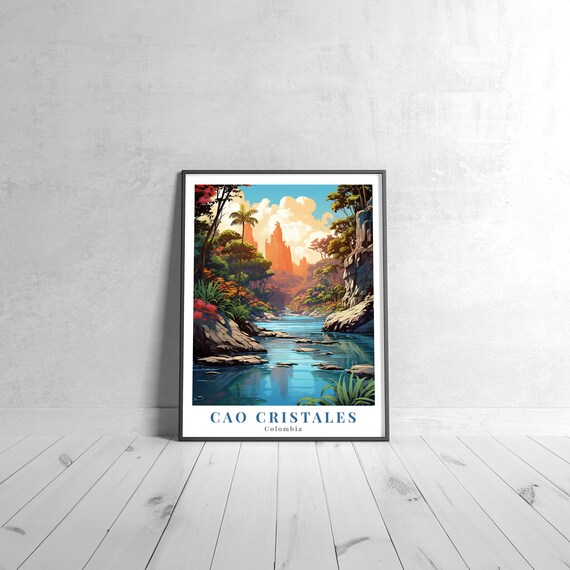 Cano Cristales Colombia Rainbow River Jungle Scene Travel Poster