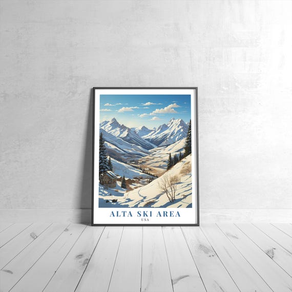 Alta Ski Area Vintage Travel Poster Retro Usa Art Print Colorful Home Decor Wall Unique Gift
