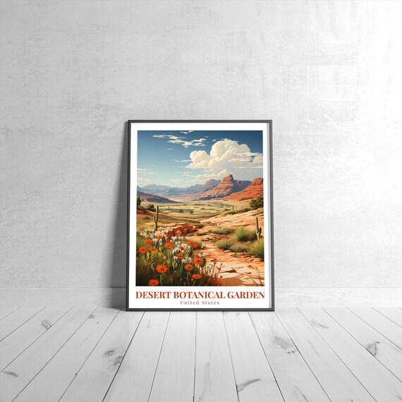 Desert Botanical Garden Vintage Travel Poster Retro Usa Art Print Colorful Home Decor Wall Unique Gift