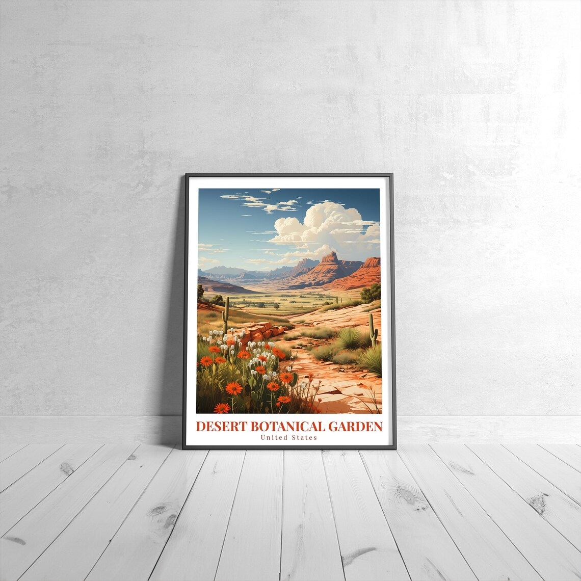 Desert Botanical Garden United States Wildflowers Vintage Travel Poster