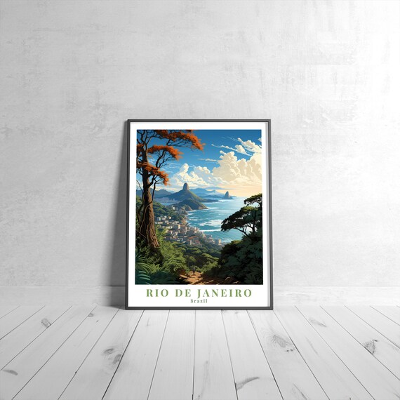 Rio De Janeiro Brazil Sugarloaf Mountain Vintage Travel Poster