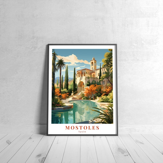 Mostoles Vintage Travel Poster Retro Spain Art Print Colorful Home Decor Wall Unique Gift