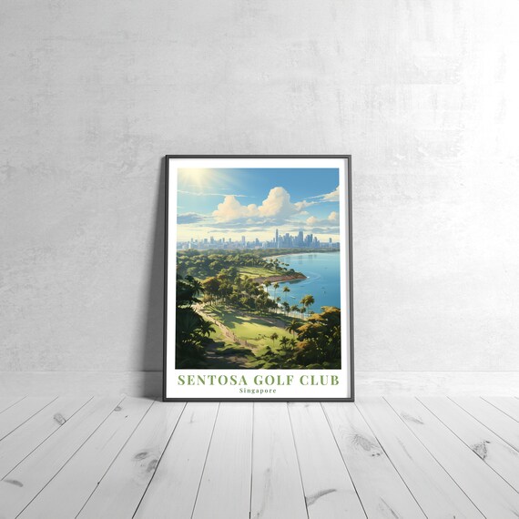 Sentosa Golf Club Singapore Vintage Travel Poster With Palm Bay View
