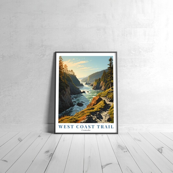 West Coast Trail Canada Vintage Travel Poster Coastal Canyon