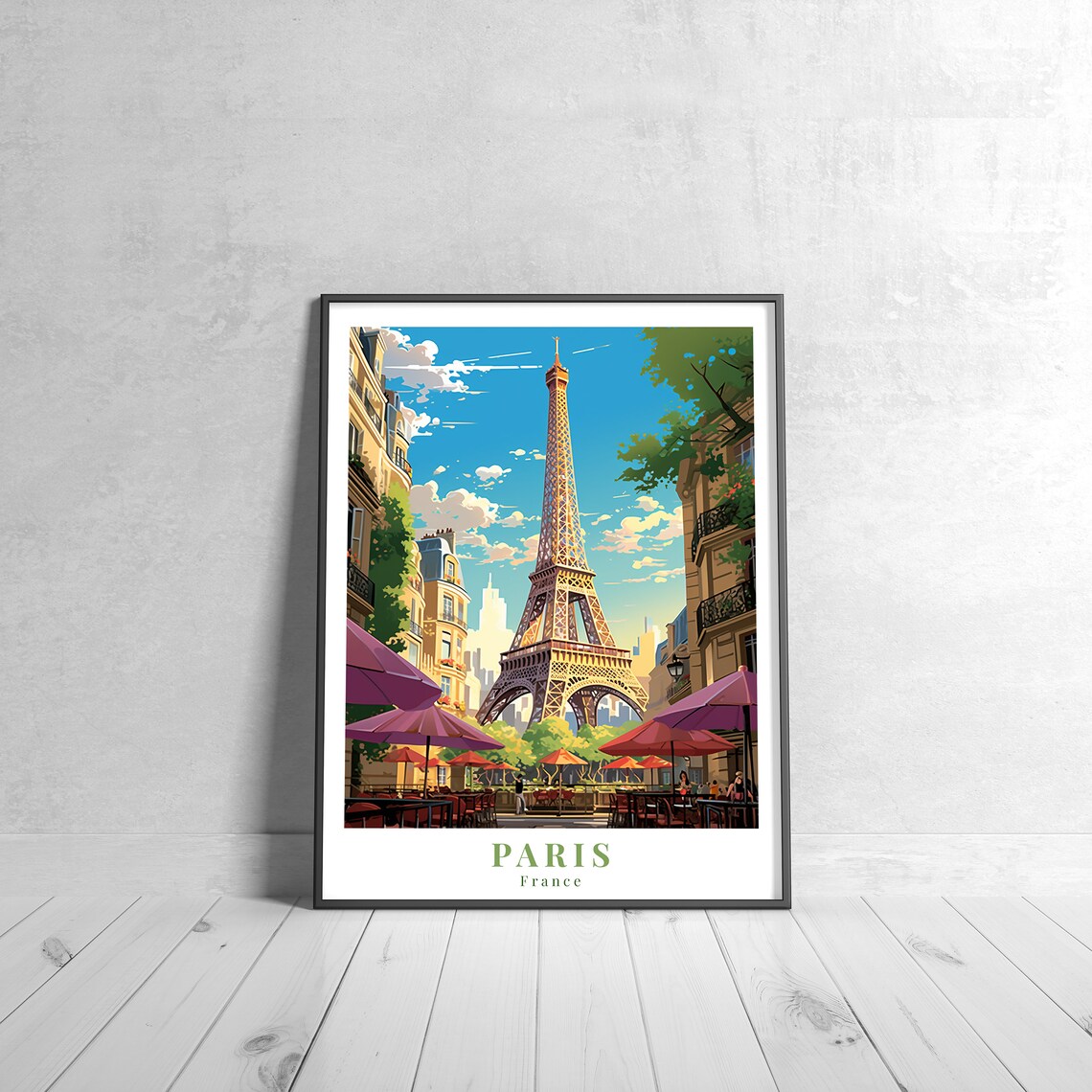 Paris Vintage Travel Poster, Retro France Art Print