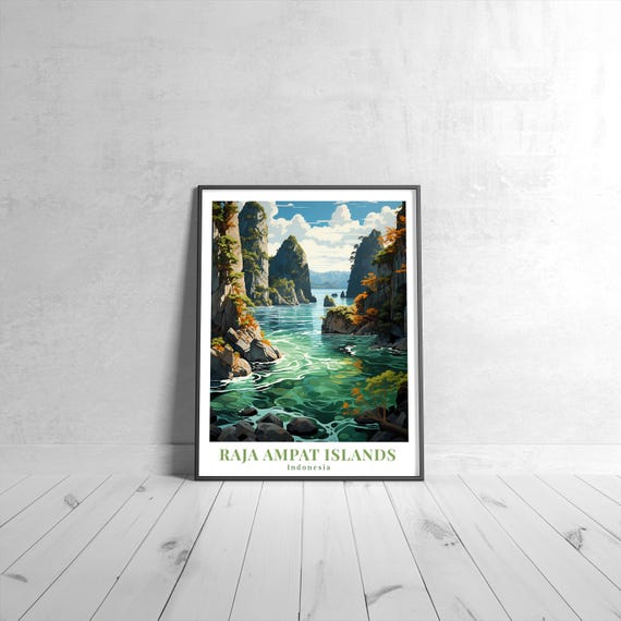 Raja Ampat Islands Vintage Travel Poster Retro Indonesia Art Print Colorful Home Decor Wall Unique Gift