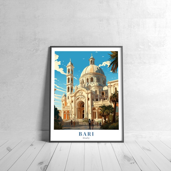 Bari Vintage Travel Poster Retro Italy Art Print Colorful Home Decor Wall Unique Gift