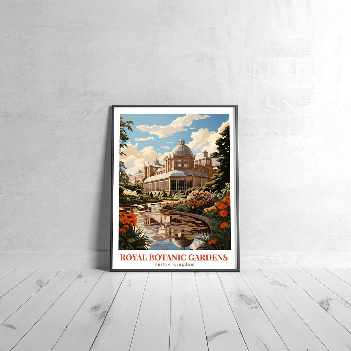 Royal Botanic Gardens Grand Palm House Vintage Travel Poster